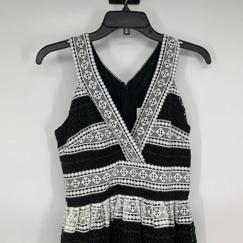 Kate Spade Dress Scenic Route Colorblock Lace Black V Neck NWT